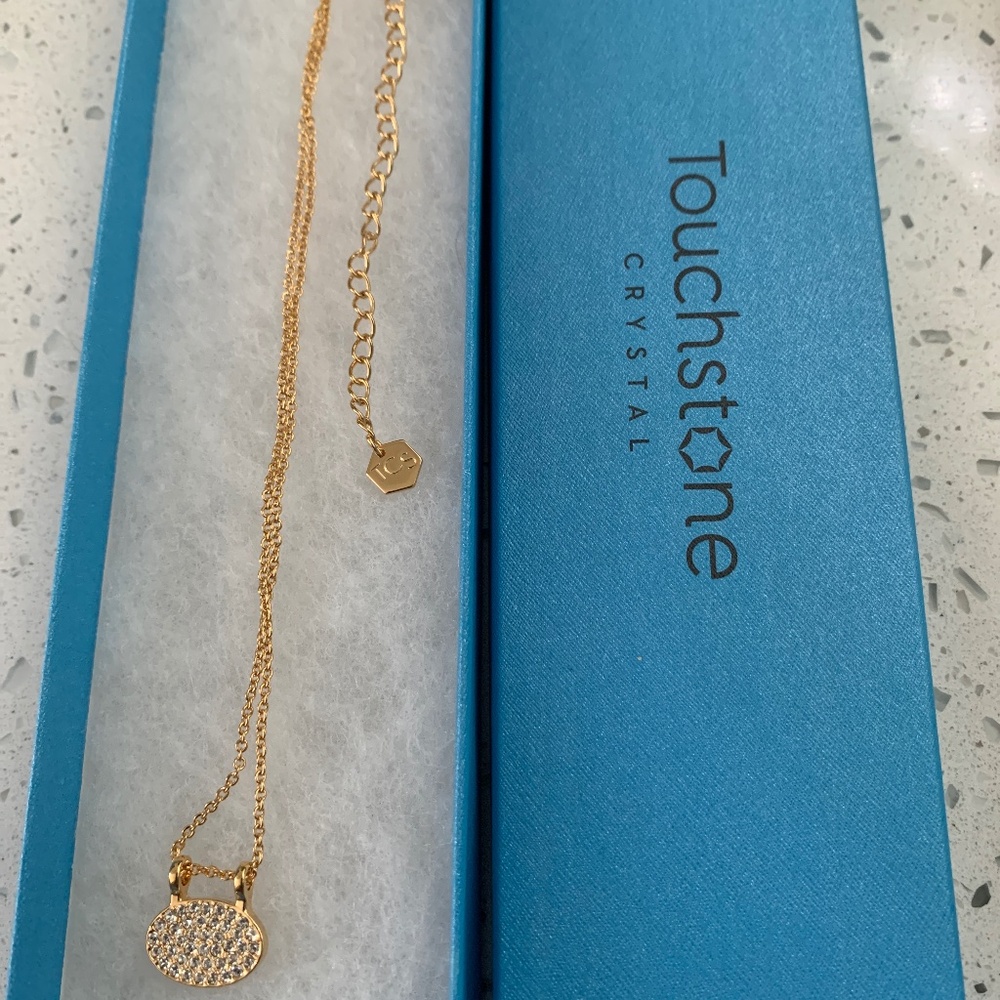 Touchstone Crystal Necklace Gold Tone